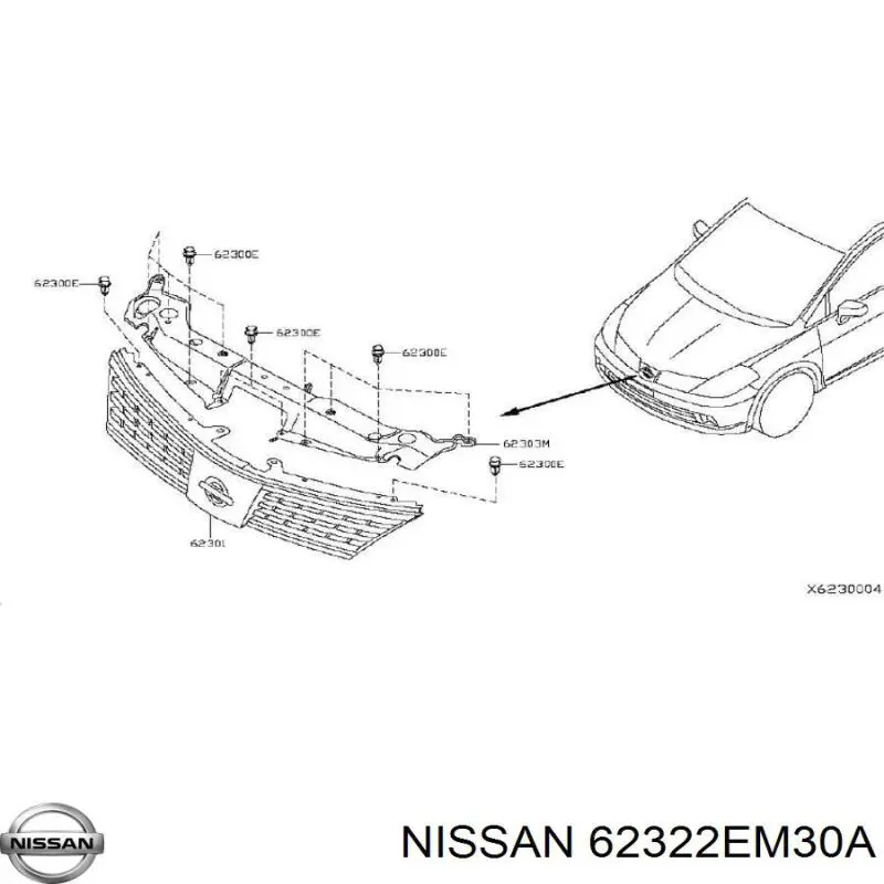 Купити 62322EM30A Nissan/Infiniti Накладка (рамка) решітки радіатора