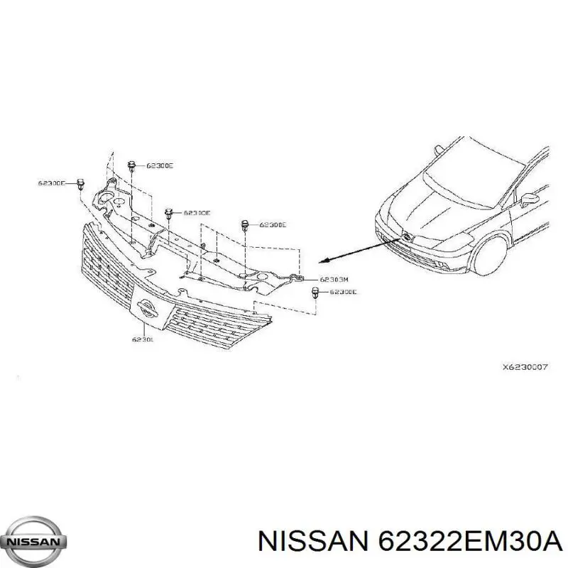 Накладка (рамка) решітки радіатора Nissan Tiida (SC11X) (Нісан Тііда)