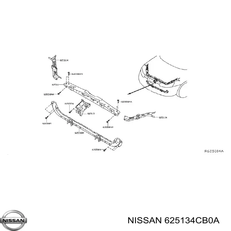 625134CB0A Nissan/Infiniti Кронштейн радіатора верхній, лівий