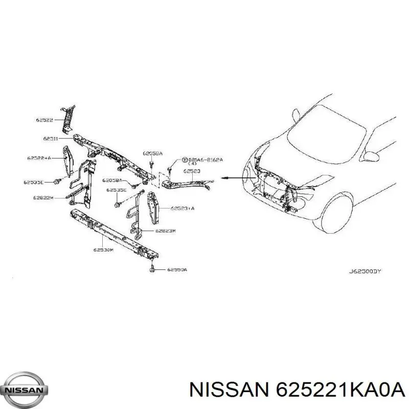 625221KA0A Nissan/Infiniti Рамка радіатора права