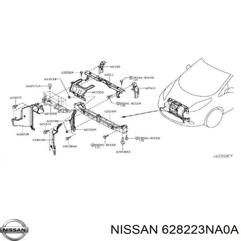 628223NA0A Nissan/Infiniti Повітропровід (дефлектор) радіатора, правий