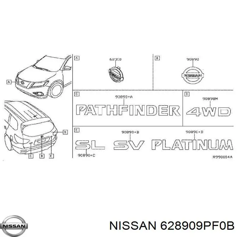  Nissan/Infiniti 628909PF0B ціна, від 36.42 USD