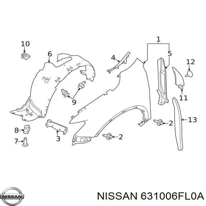 Крило переднє праве Amparts APNS0502 ціна, від 69.54 USD