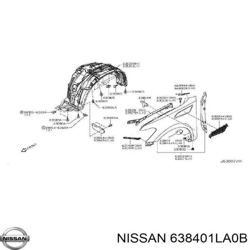 Купити 638401LA0B Nissan/Infiniti Підкрилок передній правий