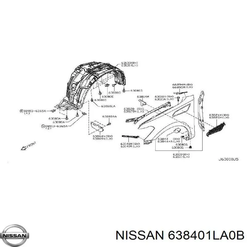 638401LA0B Nissan/Infiniti Підкрилок переднього крила, правий