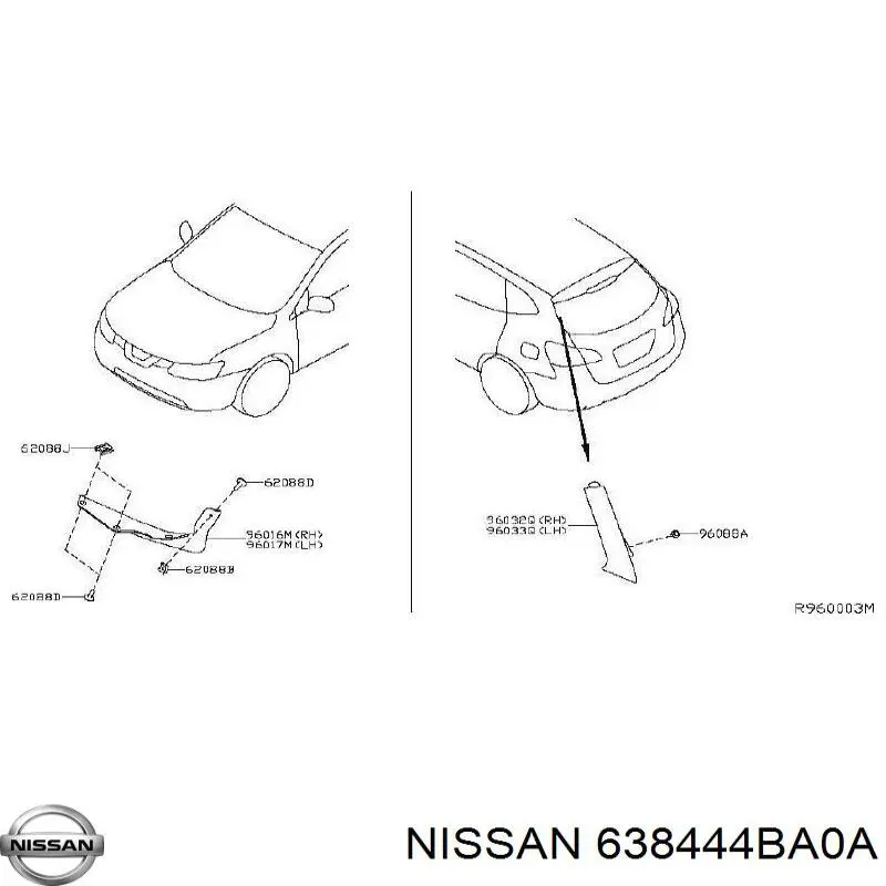 Купити 638444BA0A Nissan/Infiniti Спойлер переднього бампера, правий