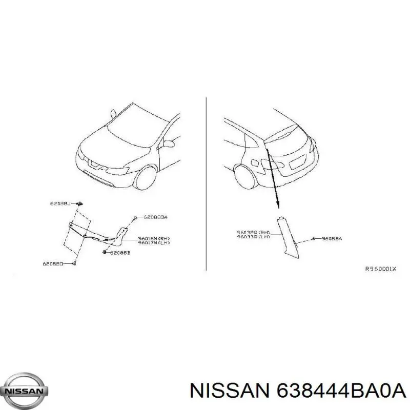 Спойлер переднього бампера, правий Nissan/Infiniti 638444BA0A ціна, від 22.10 USD