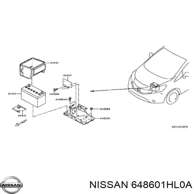 648601HL0A Nissan/Infiniti Кріплення / підставка акумулятора