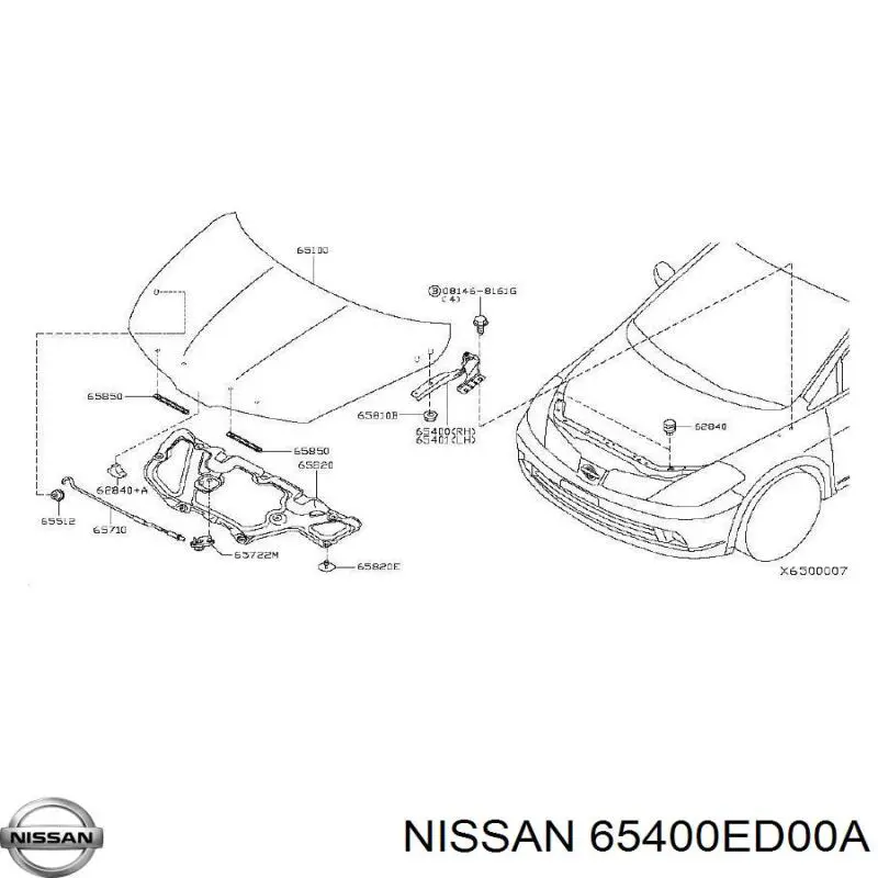 Петля капота, права Nissan Tiida ASIA (SC11X) (Нісан Тііда)
