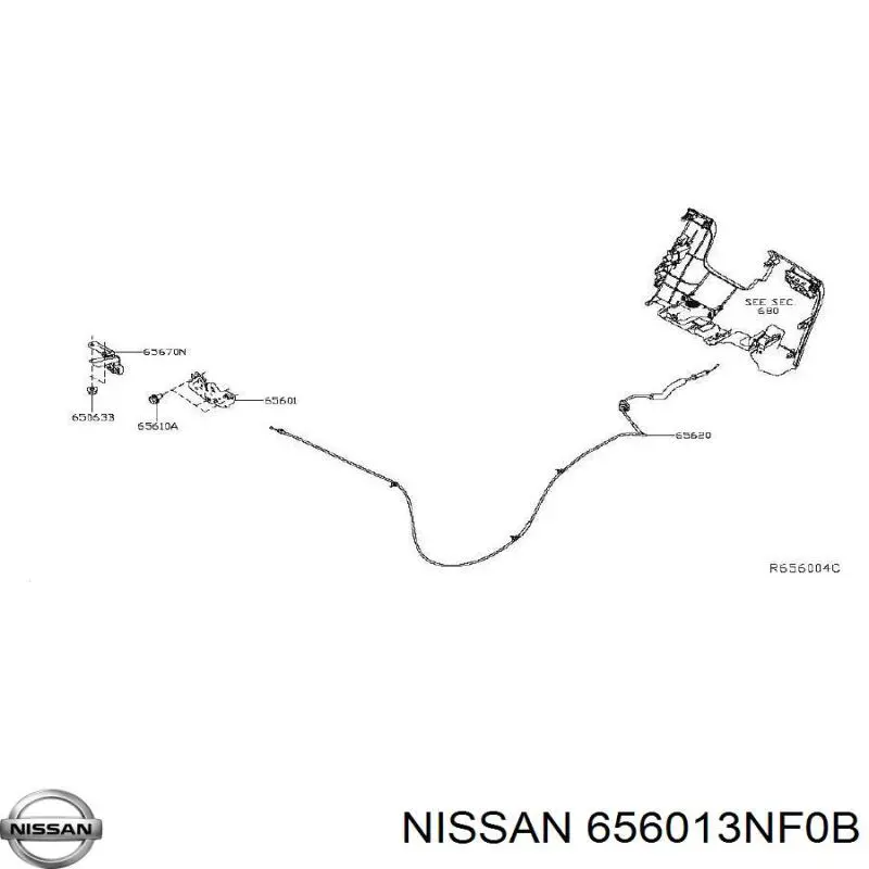 656013NF0B Nissan/Infiniti Запор капота (замок і привід замка капота)