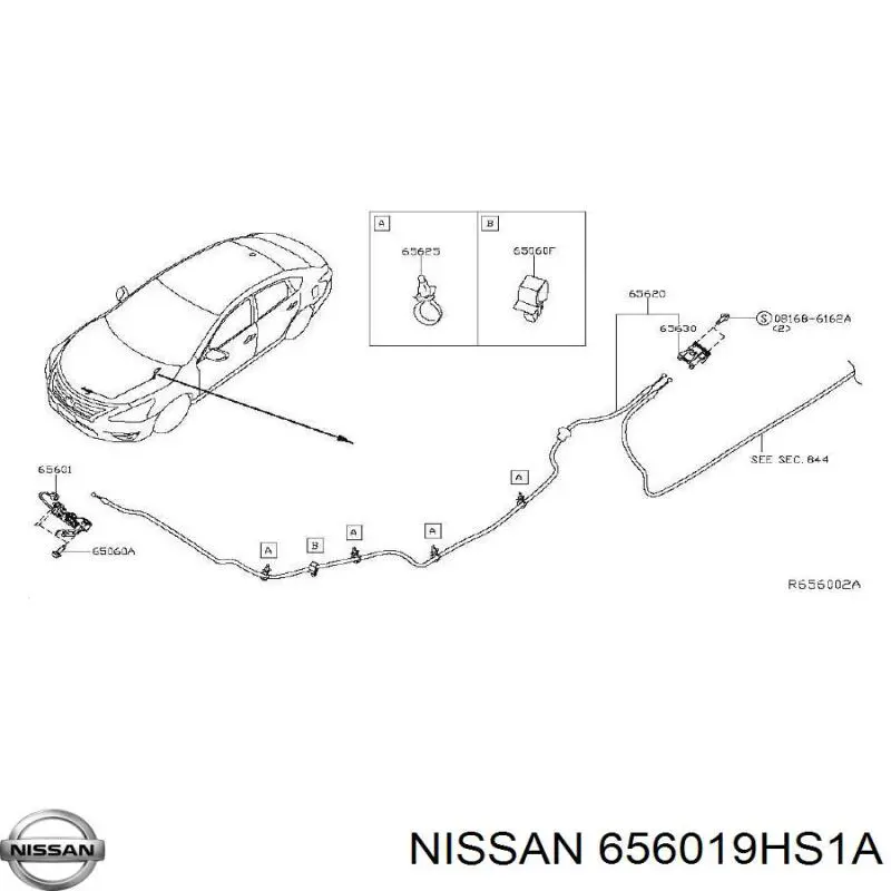 656019HS1A Nissan/Infiniti Запор капота (замок і привід замка капота)