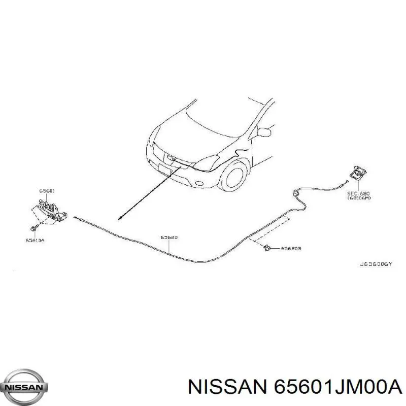65601JM00A Nissan/Infiniti Запор капота (замок і привід замка капота)