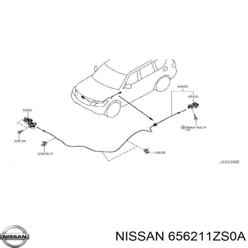 656211LA0A Nissan/Infiniti Трос замка капота