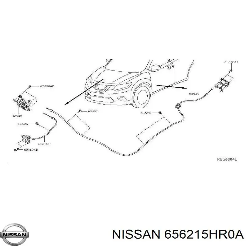 656215HR0A Nissan/Infiniti Трос замка капота