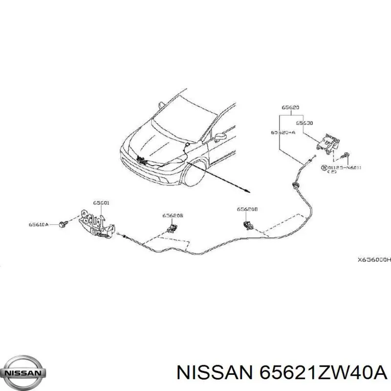 Купити 65621ZW40A Nissan/Infiniti Трос капота