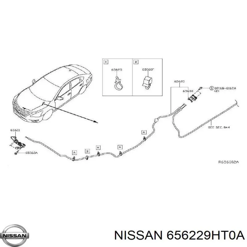 Ручка відкриття капота Nissan/Infiniti 656229HT0A ціна, від 6.33 USD