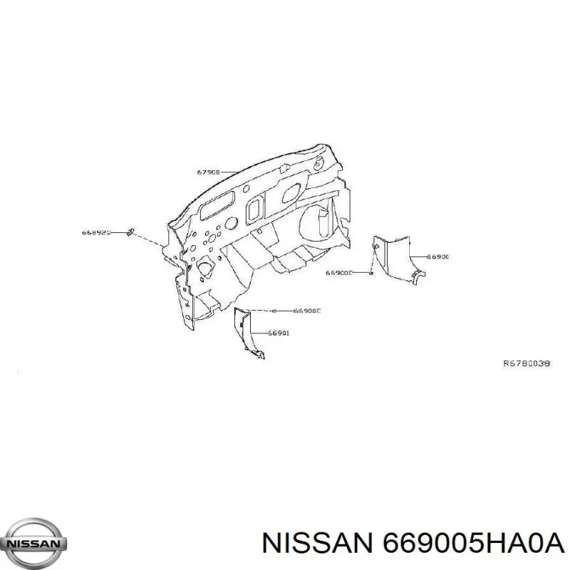 669005HA0A Nissan/Infiniti Обшивка стійки кузова внутрішня, передня права
