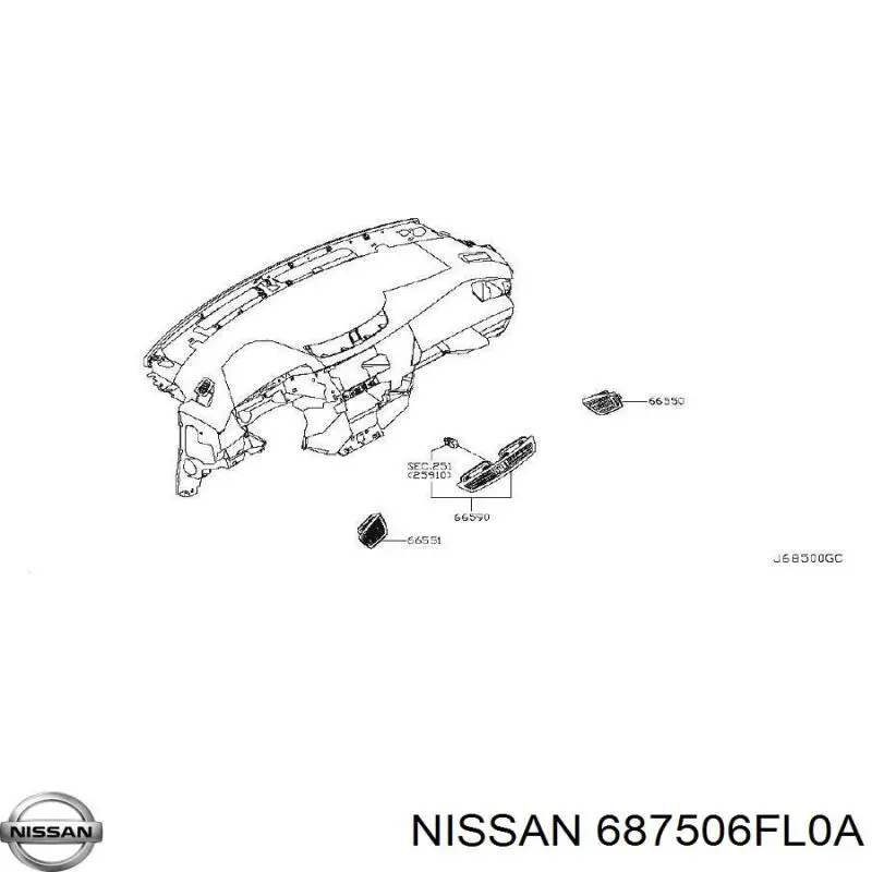 Вентиляція передка Nissan/Infiniti 687506FL0A ціна, від 50.66 USD