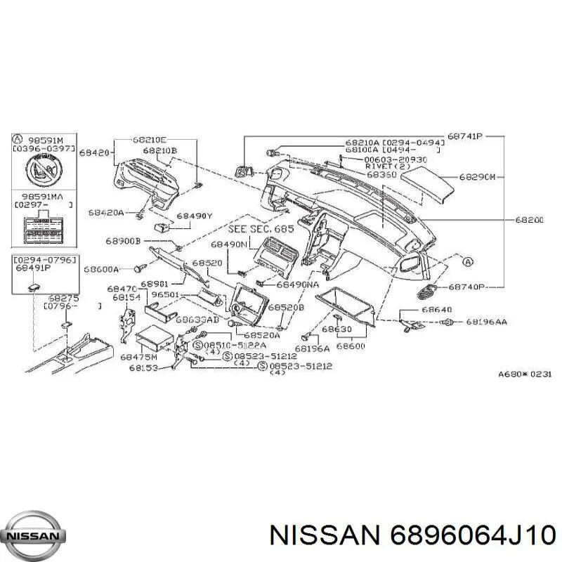  Nissan/Infiniti 6896064J10 ціна, від 2.48 USD