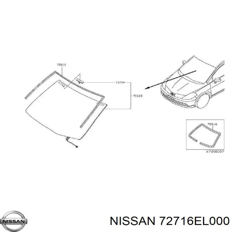 72716EL000 Nissan/Infiniti Автомобільне скло
