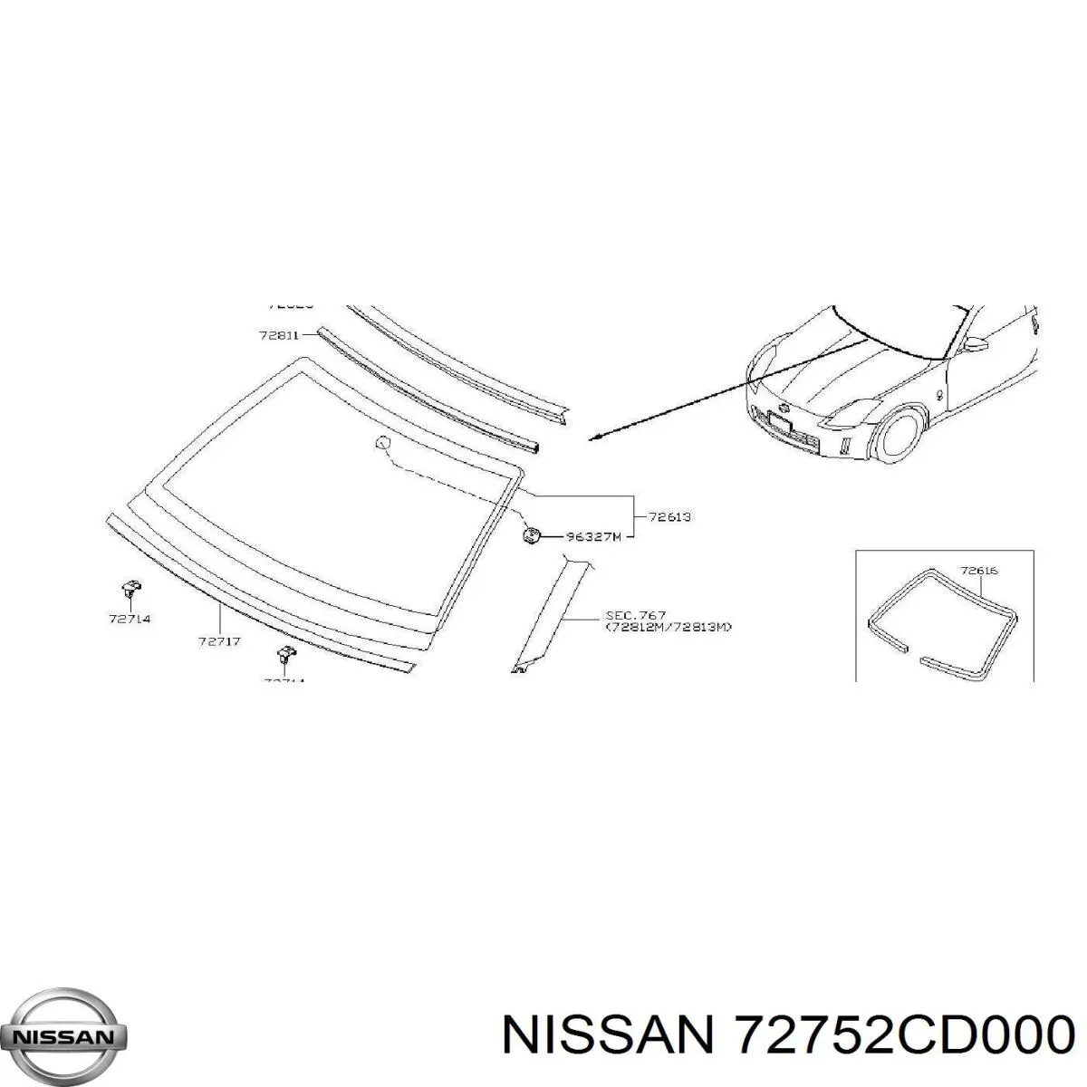 72752CD000 Nissan/Infiniti Автомобільне скло