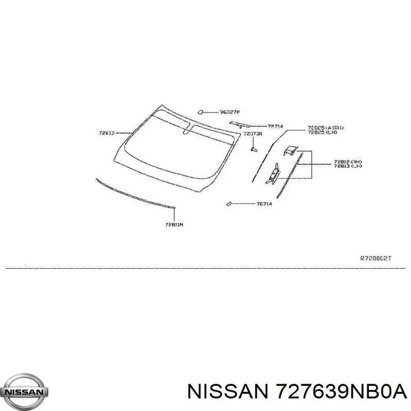 727639NB0A Nissan/Infiniti Рама вітрового скла ліва