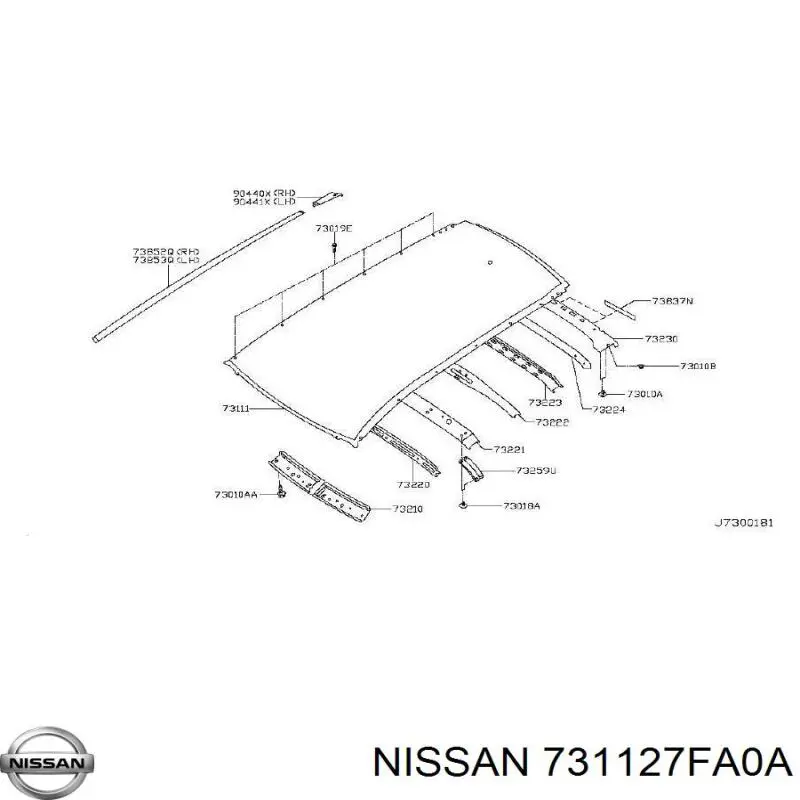 Дах кабіни в зборі Nissan/Infiniti 731127FA0A ціна, від 175.94 USD