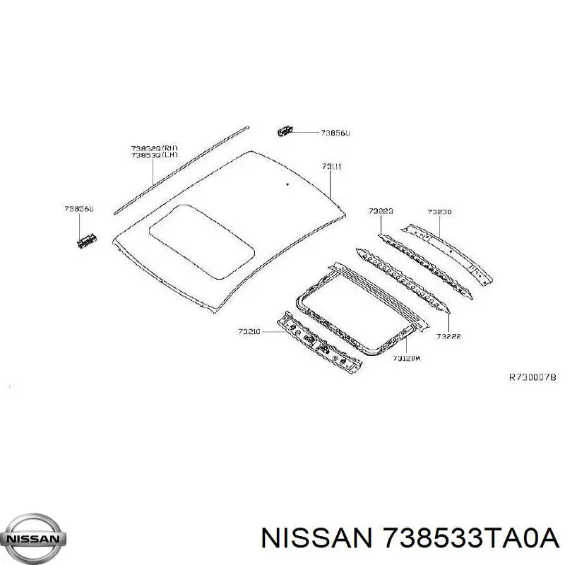738533TA0A Nissan/Infiniti Молдинг даху, лівий