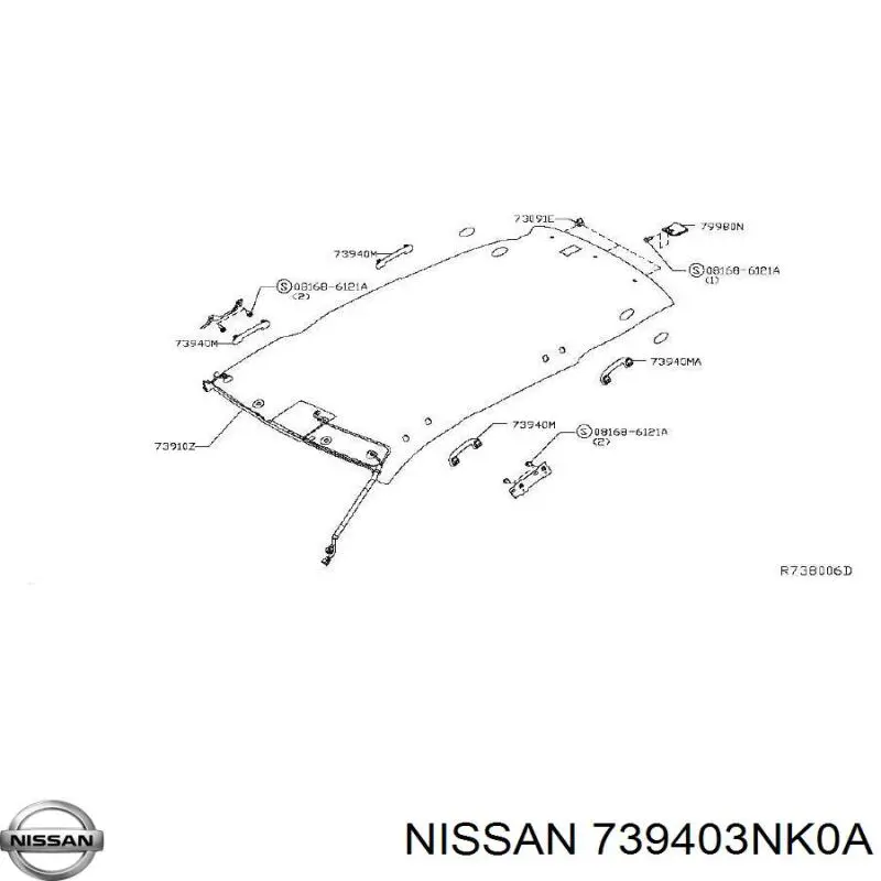 739403NK0A Nissan/Infiniti Ручка салону, даху