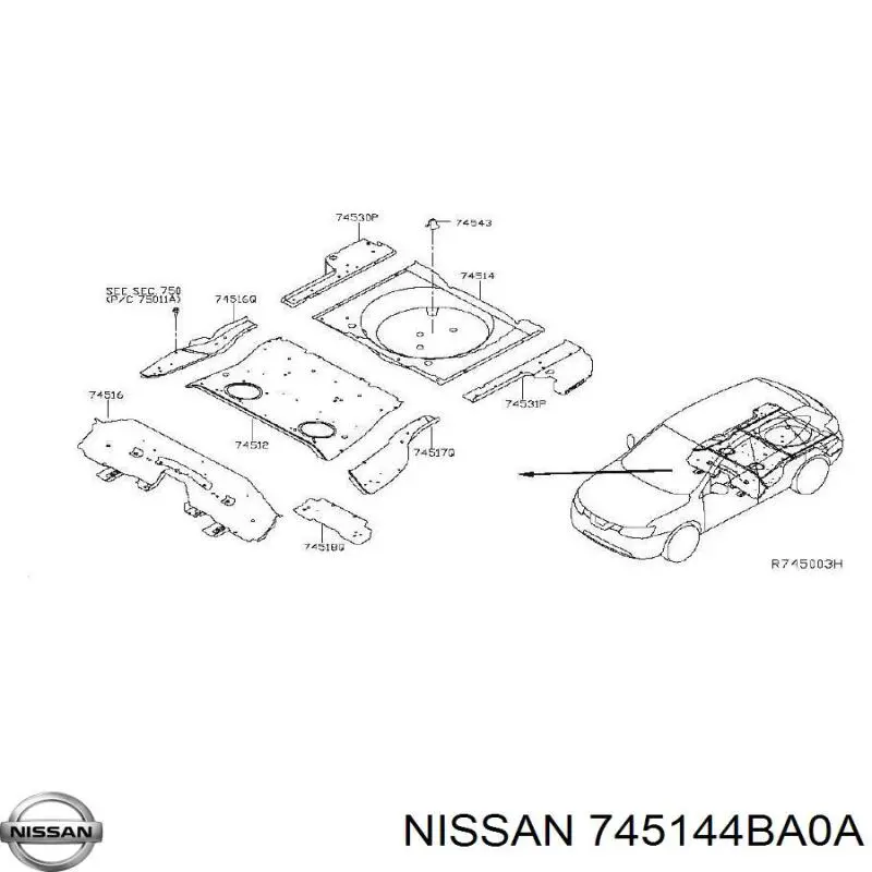 Ніша запасного колеса Nissan/Infiniti 745144BA0A ціна, від 60.60 USD