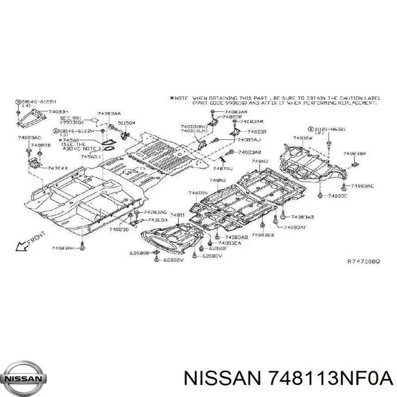 748113NF0A Nissan/Infiniti Захист двигуна задня