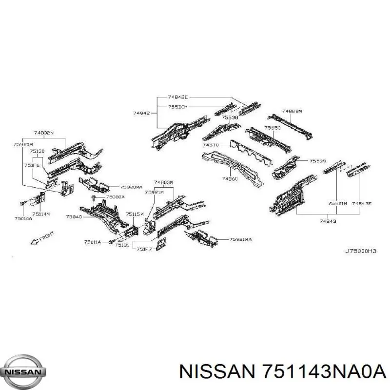 751143NA0A Nissan/Infiniti Кронштейн підсилювача переднього бампера