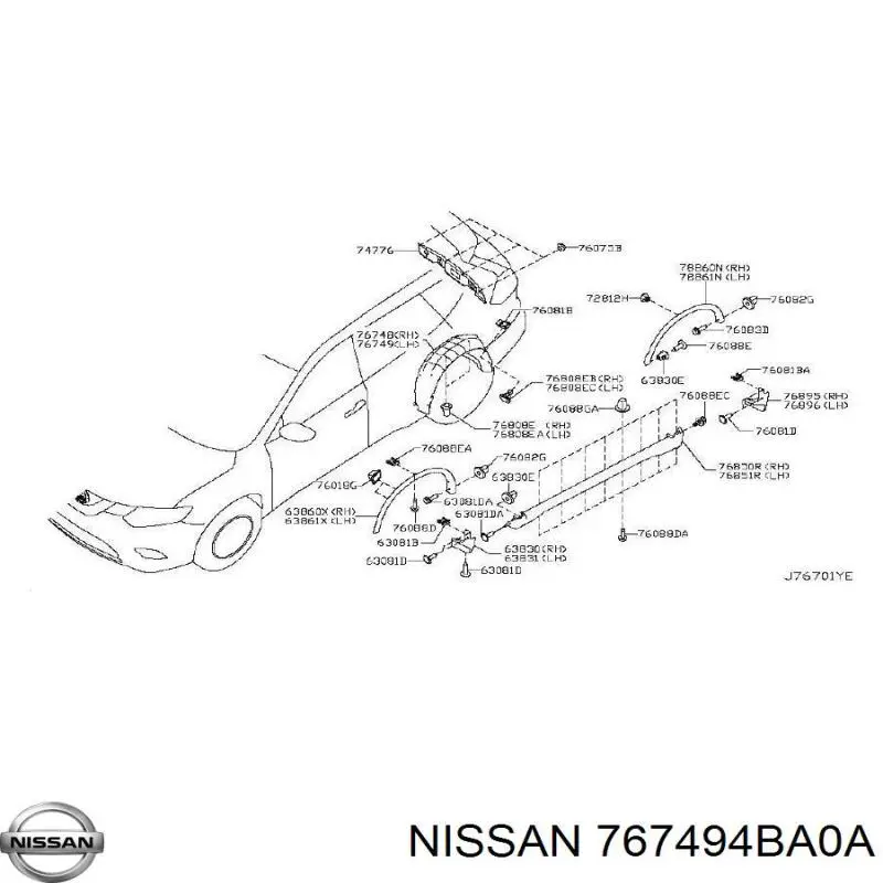 767494BA0A Nissan/Infiniti Підкрилок заднього крила, лівий
