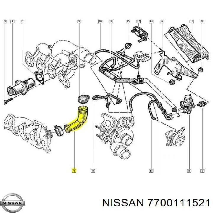 Патрубок радіатора системи рециркуляції ОГ Nissan/Infiniti 7700111521 ціна, від 12.65 USD