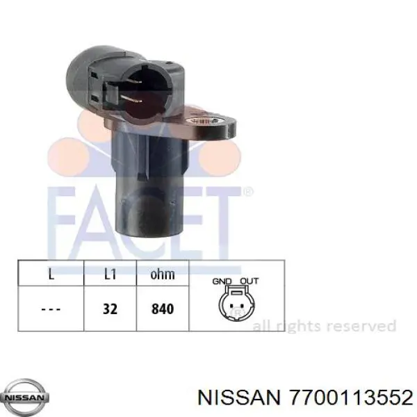 7700113552 Nissan датчик положення (оборотів коленвалу)