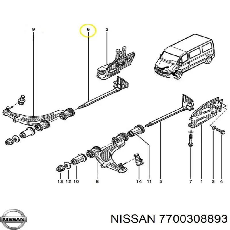 7700308893 Nissan/Infiniti Болт переднього важеля, нижнього