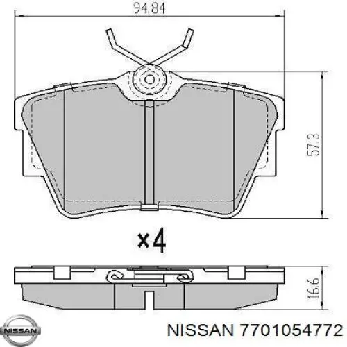 7701054772 Nissan/Infiniti Колодки гальмівні задні, дискові