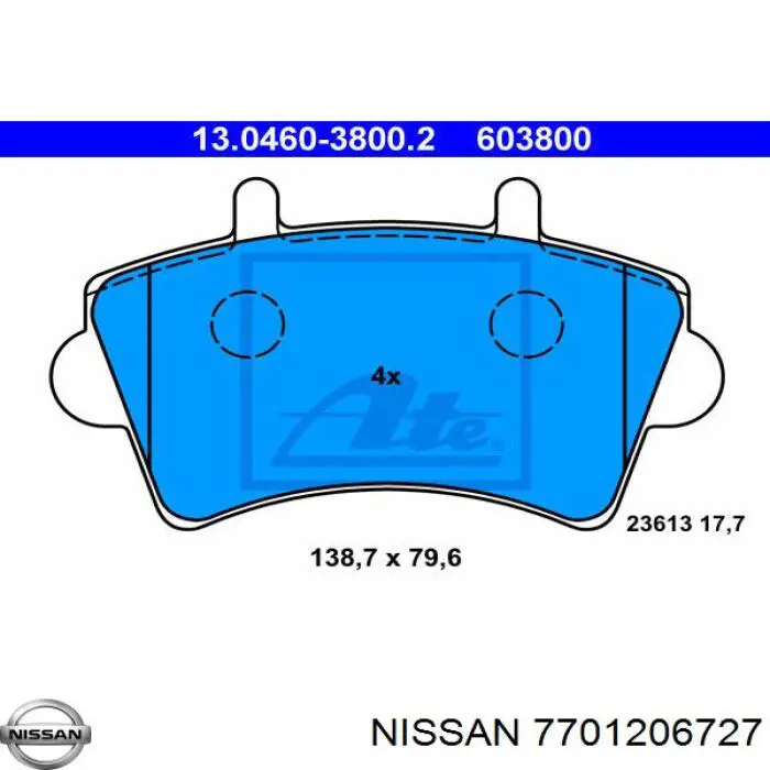 7701206727 Nissan колодки гальмівні передні, дискові