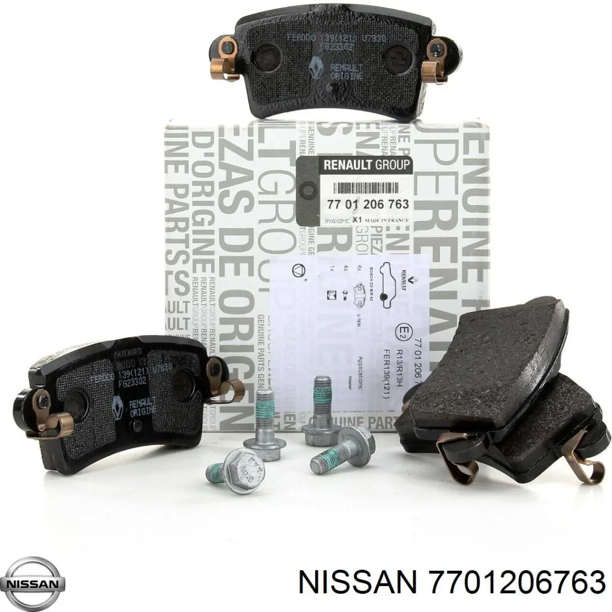 Колодки гальмові задні, дискові 7701206763 Nissan