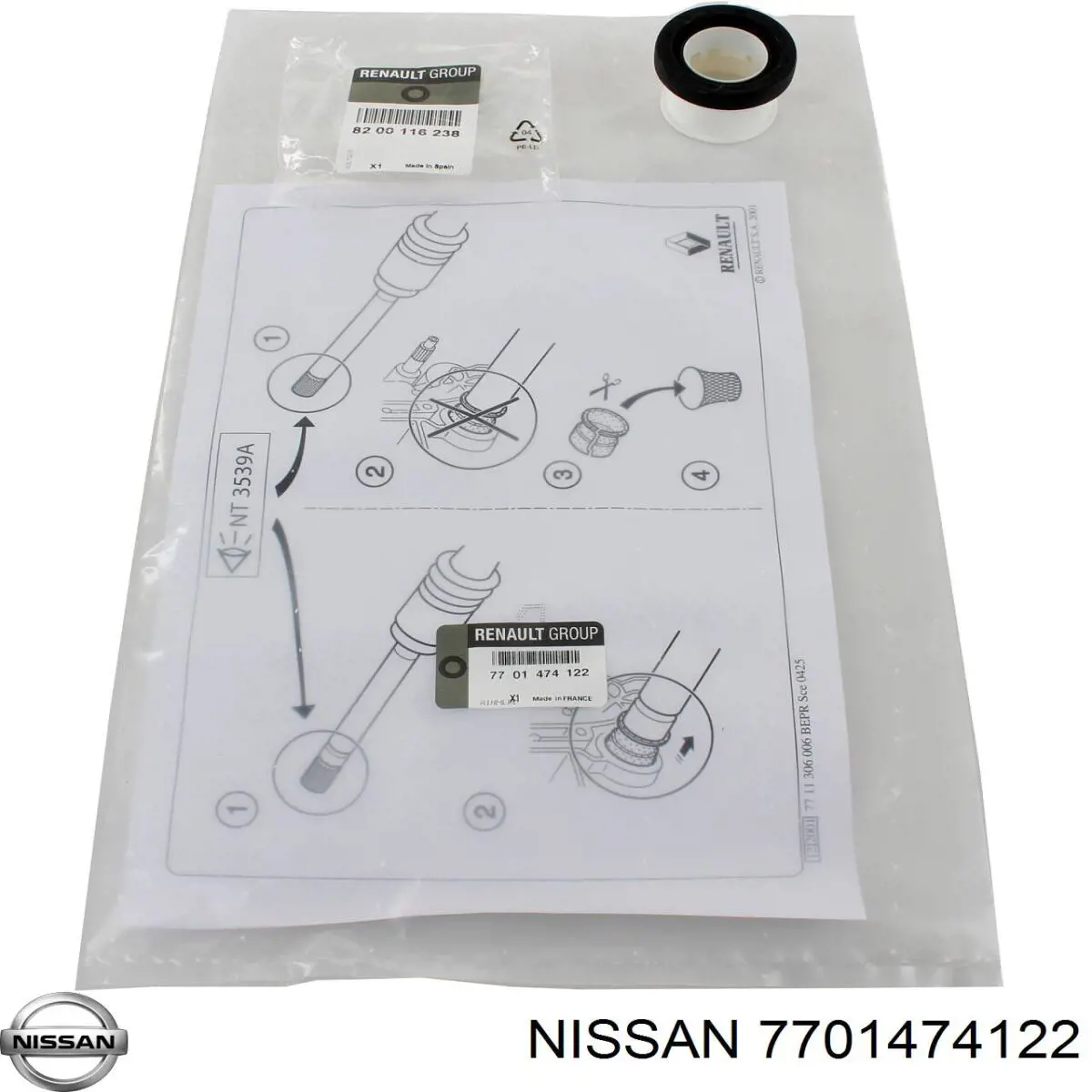 Сальник піввісі переднього моста, правою 7701474122 Nissan