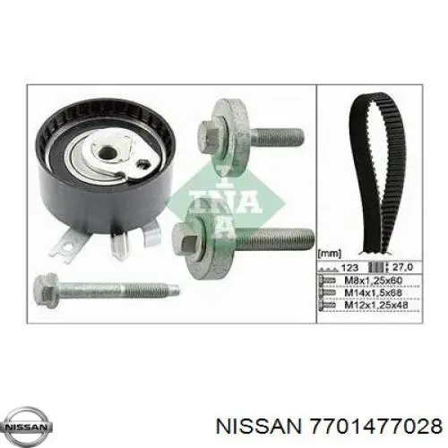 Комплект ГРМ Nissan/Infiniti 7701477028 ціна, від 57.43 USD