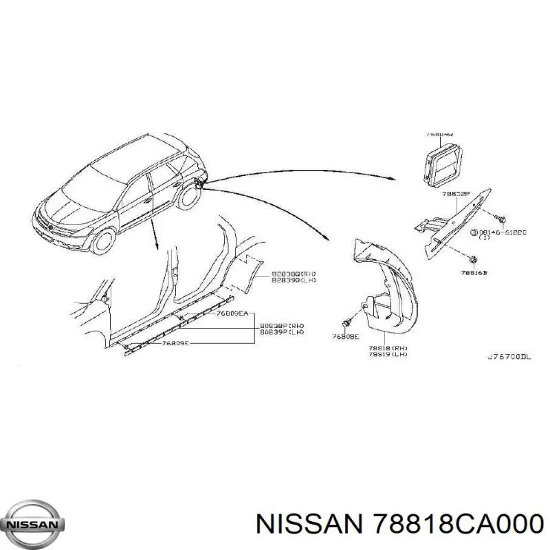 78818CA000 Nissan/Infiniti Підкрилок задній правий