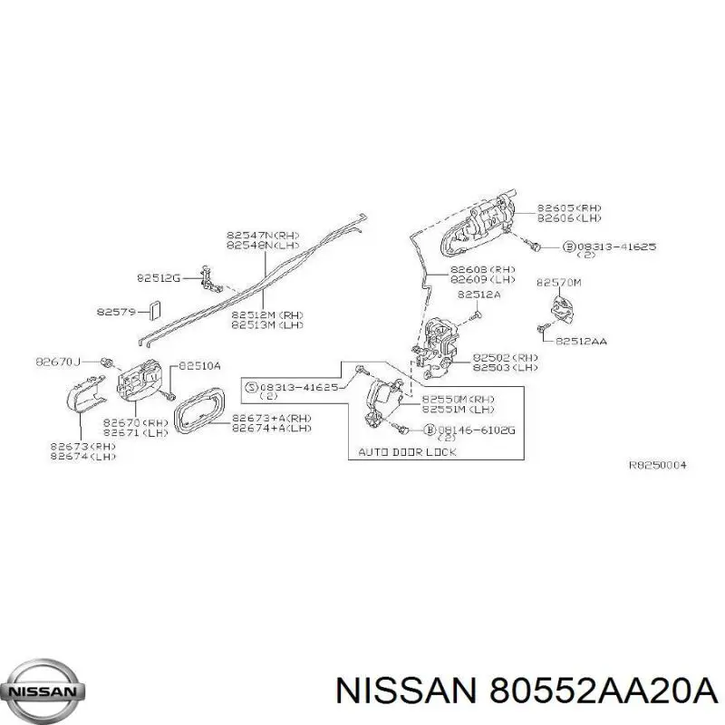 80552AA20A Nissan/Infiniti Актуатор замка дверей, передніх, правих
