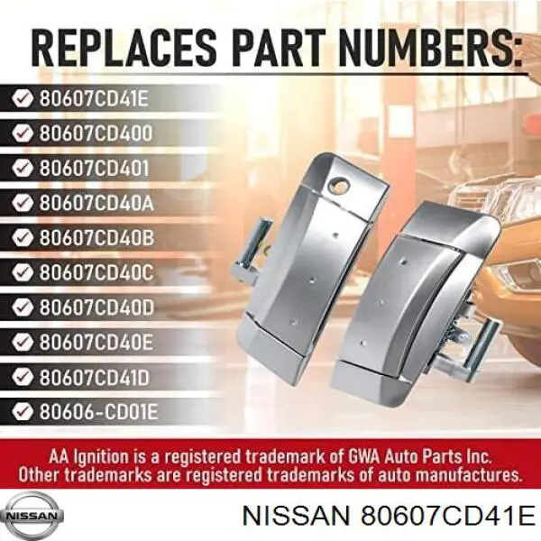 Купити 80607CD41E Nissan/Infiniti Ручка передньої двері зовнішня ліва