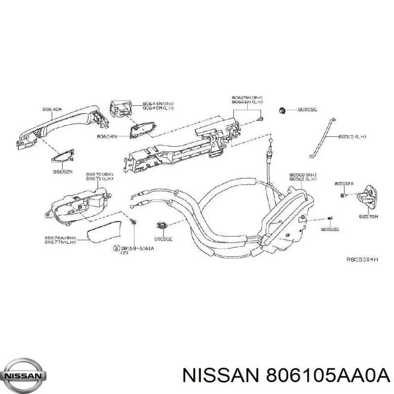 806105AA0A Nissan/Infiniti Тримач зовнішньої ручки дверей, передньої правої