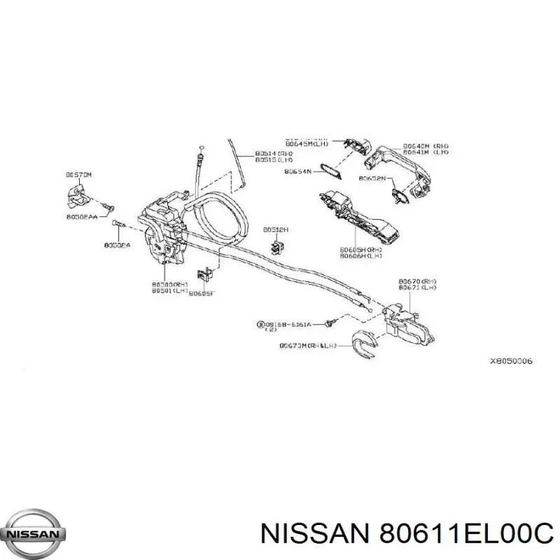 Тримач зовнішньої ручки дверей, передньої лівої Nissan/Infiniti 80611EL00C ціна, від 26.24 USD