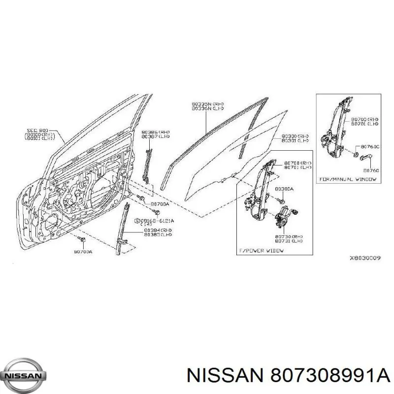 807308991A Nissan двигун стеклопод'емника двері задньої, правої