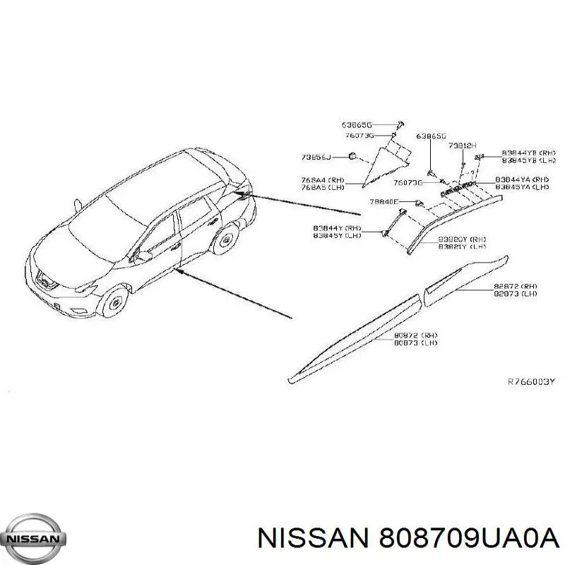 808709UA0A Nissan/Infiniti Молдинг передніх правих дверей, нижній