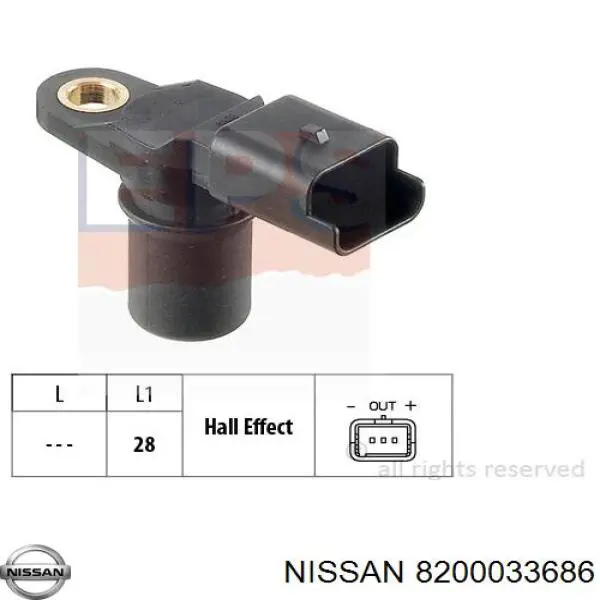 8200033686 Nissan/Infiniti Датчик розподільного вала