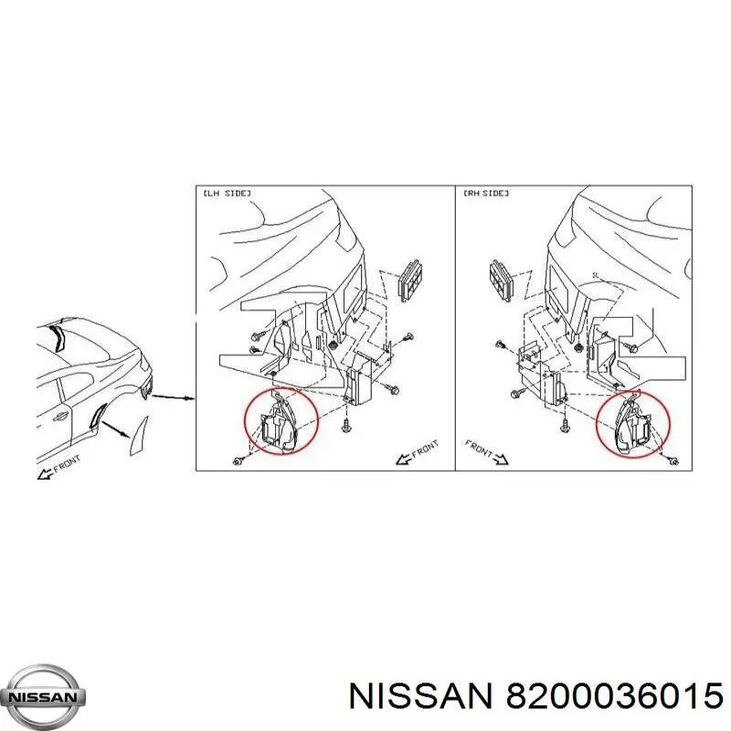 Підкрилок переднього крила, лівий передній 8200036015 Nissan